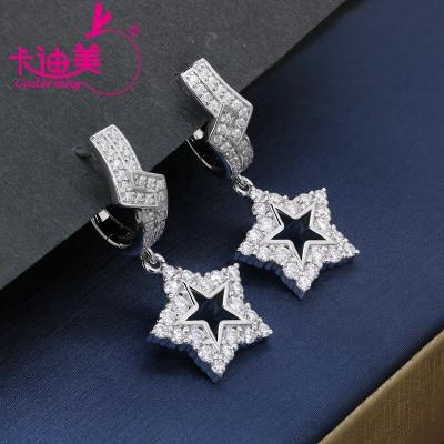 China Cadermay Jewelry 925 Sterling Silver Star Shape Earrings CLASSIC Stud With Melee Moissanite Diamond Stones Wedding Moissanite Earrings for sale