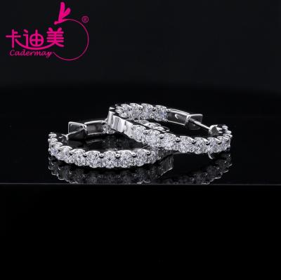 China Cadermay FASHIONABLE Elegant Bright Silver S925 Round Shape Moissanite Diamond Circle Earring For Gift for sale