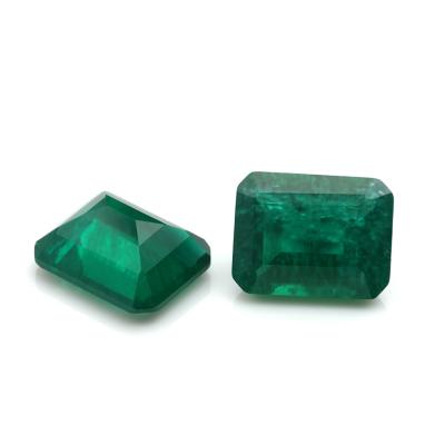 China Jewelry Making Cadermay Verdant Green Rectangle Shape 3*5mm Columbia Emerald Grown By Hydrothermal Lab With Inclusion for sale