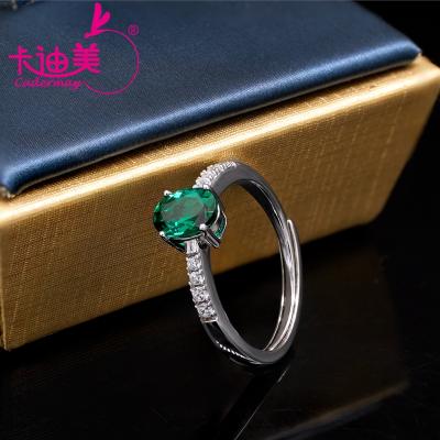 China Best Selling Design CLASSIC Cadermay Classics 14K Green 5*7mm Oval/18K Gold Rings With Moissanite Diamond Jewelry Ring for sale