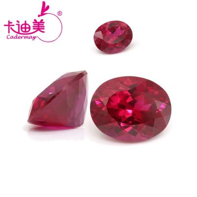 China Jewelry Making Cadermay Loose Gemstones Lab Developed Red Oval Cut For Jewelry Ring Earring Manking Necklace for sale