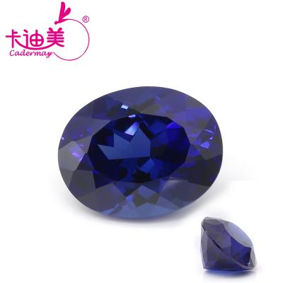 China Jewelry Making Cadermay Quality Perfect Oval Shape Lab Grown Blue Sapphire Gemstones For Jewelry Making for sale