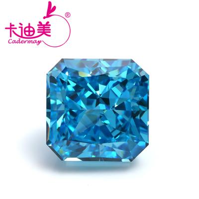 China / Blue Color Square Cubic Zirconia Crushed Iced Cut Loose Synthetic Gemstones For Jewelry Making 12x12mm Big Size Stones for sale