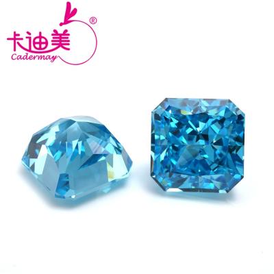 China Jewelry Making Crushed Iced Cut CZ Gemstone 8A Blue Color Loose Synthetic Zircon 12X12mm Octagon Square Shape For Jewelry Making for sale