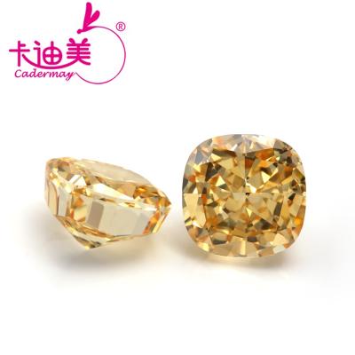 China Jewelry Making 8A Zircon Cushion Crushed Ice Cut Yellow Color Gemstones Loose Bling Cushion Stones For Jewelry Making for sale