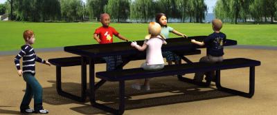 China Rubber Coated Convertible Bench Picnic Table Resist Vandalism For Public Space for sale