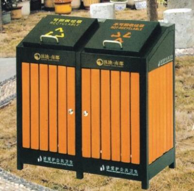 China Powder Coated Outdoor Site Amenities / Commercial Trash Cans With Double Drums for sale