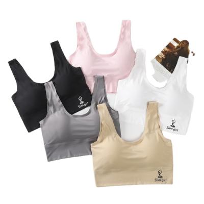 China Summer one piece one piece leisure seamless bras ice silk sleep silk trackless yoga wireless bras with removable pads for sale