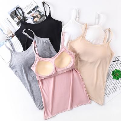 China Breathable Warm Camisole Style Adjustable Spaghetti Straps Tank Tops With Shelf Bra Stretch Knitwear For Women for sale