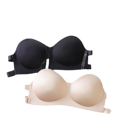 China Push Up Strapless Seamless Nylon Wrapped Chest Bra Beauty Cross Back Strapless Bra With Clear Straps For Women Wedding for sale