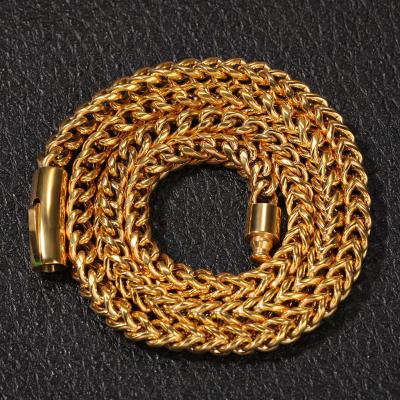 China Hiphop Hip Hop Men's Jewelry, 24inch 18k Gold Titanium Cuban Miami Steel Necklace, Heavy 8inch Bracelet for sale