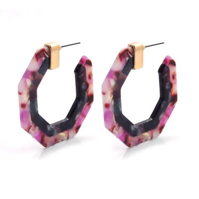 China Fashion TRENDY Unique Color Stitching Graphics Geometric Irregular Women's Resin Earrings for sale