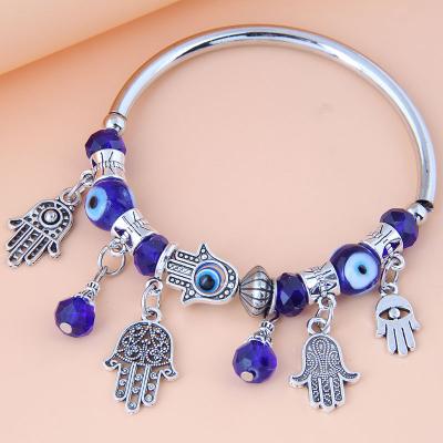 China CLASSIC Creative Personalized Purple Eye Beads Black Gallstone Magnetic Beads Charm Bracelets For Women Jewelry Bangle for sale