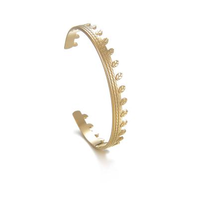 China TRENDY Leaf Shape 14k Gold INS 14k Gold Custom Openable Simple Adjustable Ladies Initial Temperament Bracelet for sale