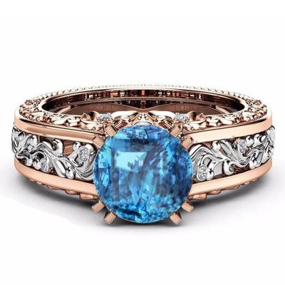 China CLASSIC Women's Ring 14K Rose Gold Color Selection Alloy Plated Zircon Rings Copper Bling Ring for sale