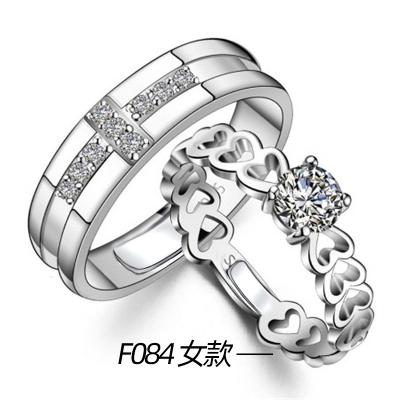 China Best Selling CLASSIC Fashion Zircon Couples Ring Plated With Platinum Lettering Rings Jewelry Women Bling Ring for sale