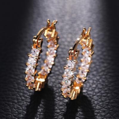 China FASHIONABLE Amazon New Luxury High-Grade Zircon Diamond Copper Gold Plating Good Earrings Women's Earrings for sale