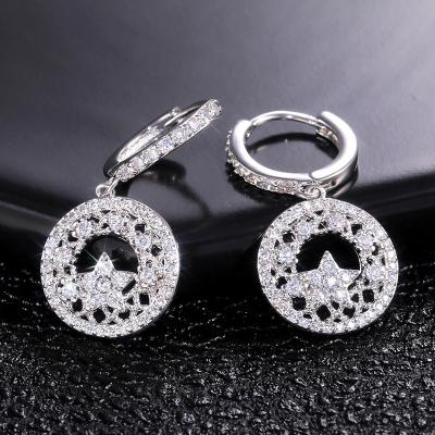 China TRENDY Korean Jewelry Fashion Hot Selling New Cavity Cut Brass Zirconium Diamond Circle Earring Diamond Stud Earrings for sale