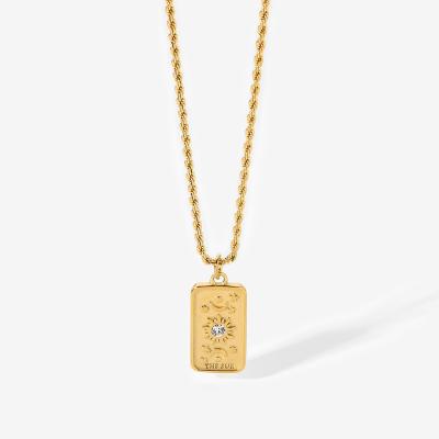 China CLASSIC Rectangular Three Dimensional Relief Diamond Inlaid Popular Sun God Necklace Pendant Jewelry Female for sale