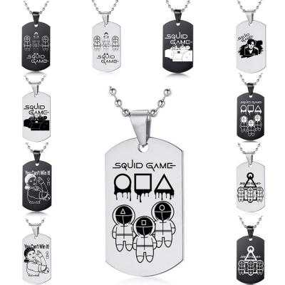 China Hiphop Squid Game Stainless Steel Pendant Necklace,Korean Army Men Jewelry and Chain Custom Necklaces High Quality for sale