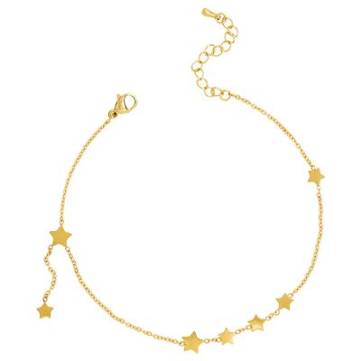 China Nickel Free Lead Free Trendy Simple 18K Gold Plated Star Titanium Steel Charm Bracelet Anklet Star Titanium Steel Chain for sale