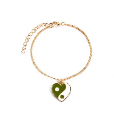 China FASHIONABLE Beach Anklet Love Heart Love Enamel Summer Oil Drip Chinese Tai Chi Yin Yang Charm Barefoot Anklet for sale