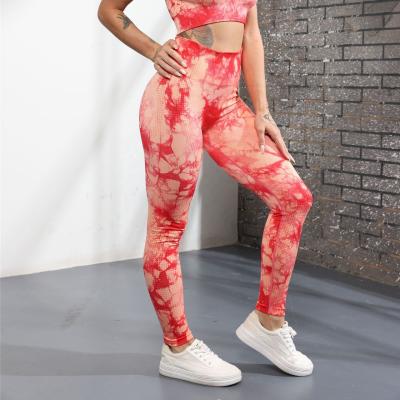 China Breathable High Quality Tie Dye Yoga Gaiters Women Seamless Fitness Pants for sale