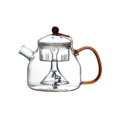 China Amazon Handmade Custom High Clear Borosilicate 1100ml Glass Teapot Sustainable Hot Selling Teapot for sale