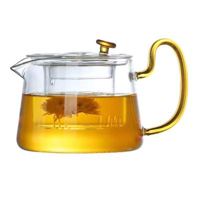 China 500ml Sustainable High Borosilicate Transparent Teapot Heat Resistant Glass Teapot With Infuser for sale