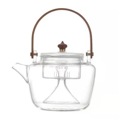 China Viable wholesale high quality transparent 1100ml high borosilicate heat resistant glass teapots with infuser for sale