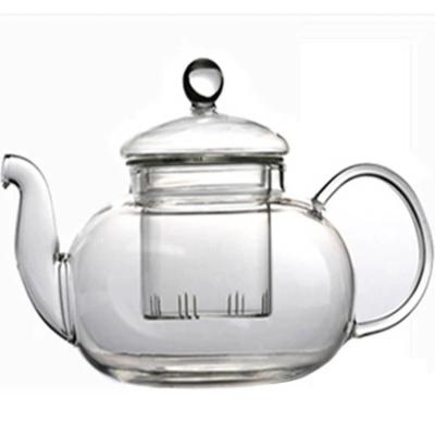 China Sustainable Flower Tea Heat Resistant Pyrex Glass Teapot With Infuser for sale