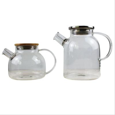 China Sustainable Glass Teapot With Clear Bamboo Lid Teapots With Removable Infuser , Safe Stovetop Teapot for sale