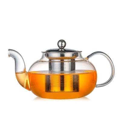 China Heat Resistant Pyrex Filter 304ss Handblown Heat Resistant Glass Teapot for sale