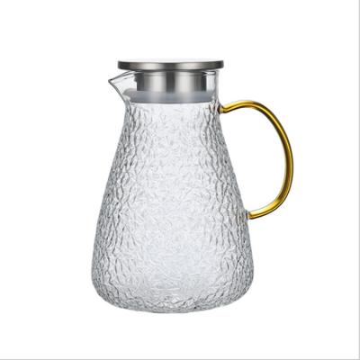 China Viable Ice Tea Maker Hammer Water Pitcher Water Carafe Pitcher Hammered Borosilicate Glass Pattern Glass Water Pots Kettles for sale