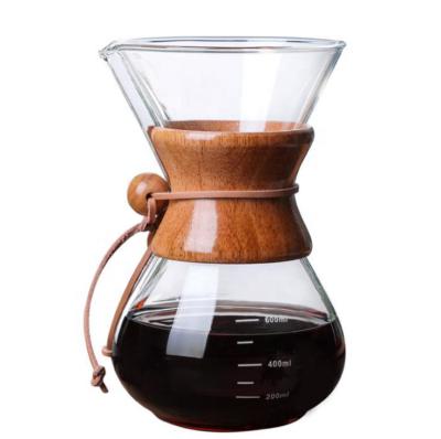 China Wholesale 400ml 800ml Glass Sustainable Coffee Spill Over Pot Hand Drip Coffee Maker for sale