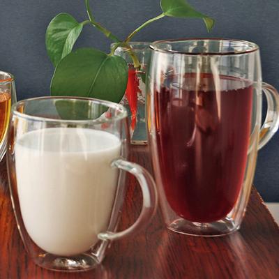 China Sustainable Wholesale High Quality Clear High Borosilicate Coffee Tea Double Walled Glass Mug With Handle for sale