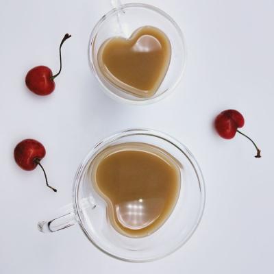 China Heat Resistance 80ml/150ml/250ml High Borosilicate Tea Heart Shape Double Wall Glass Sustainable Creative Coffee Mug for sale