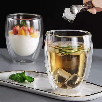 China Wholesale Reusable High Borosilicate Wall Food Grade Glass Coffee Mug Heat Resistant Hot Viable Double Wall for sale