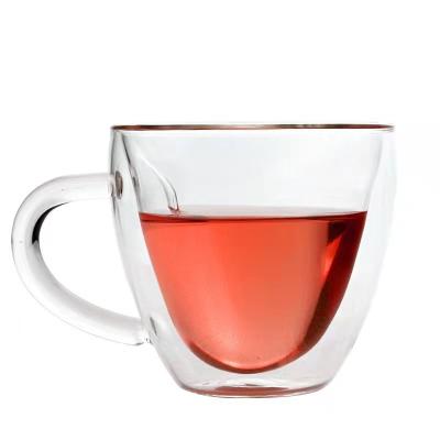 China Eco-friendly Creative Clear Glasses Love Gift Tea Beer Coffee Double Wall Mug Transparent Heart Shaped Glass Mug for sale