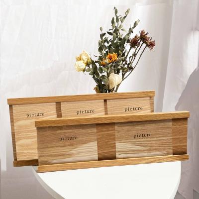 China Photo Display 2 Piece Oak Wood Picture Frame Photo Display Set for sale