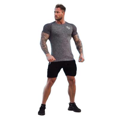 China Wholesale yoga short outdoor piece Anti-wrinkle T-shirt men's sports T-shirt sports quickdrying breathable tight t-shirt for sale