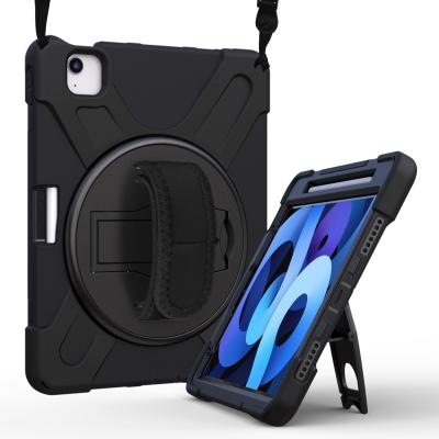 China Yapears Shoulder Strap For iPad Air 4 10.9 Inch Case 2020 Heavy Duty Rugged Shockproof Cover With Hand Strap And Kickstand Black for sale