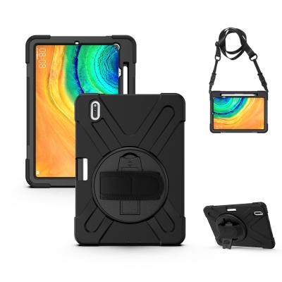 China Huawei MatePad Pro 10.8 Inch Shockproof Hand Spin Strap Yapears Rugged Case With Mount Holder And Neck Strap Black for sale