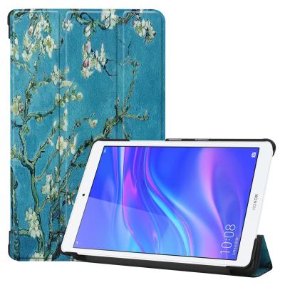 China Protect Ultra Thin Stand Cover PU Leather Tablet Case For Huawei MediaPad M5 Lite 8.0 Cover Plum Blossom for sale