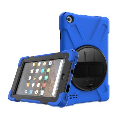 China Shoulder Strap for Amazon Fire 7 Tablet Silicone Case Cover 2017 2019 Protective Shockproof Rotating Kickstand Shoulder Strap - Blue for sale