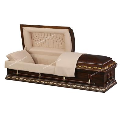 China Solid Factory Supply Starway Style Poplar Casket Burial Supplies Funeral Wooden Urn American Professional Wooden Large Casket Cinerary for sale