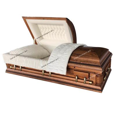 China American Style 8707 Starway High Grade Solid Oak Wood Sizes Customized Funeral Caskets Caskets Deliveries Made In China Caskets for sale