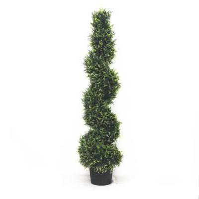 China Wholesale 1.2M Outdoor Indoor Decor Minimalist Artificial Spiral Topiary Tree Cypress /cedar Tree for sale