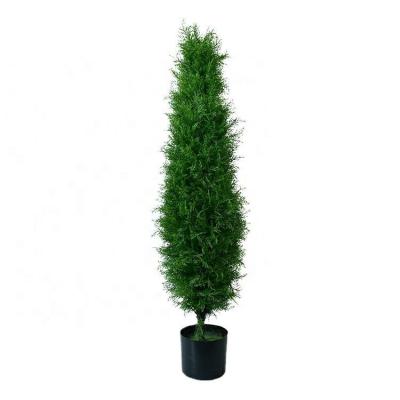 China Wholesale 1.2M Christmas Artificial Silk Cypress Tree Artificial Green Silk Pine Bonsai Tree Outdoor Indoor Garden Decor for sale