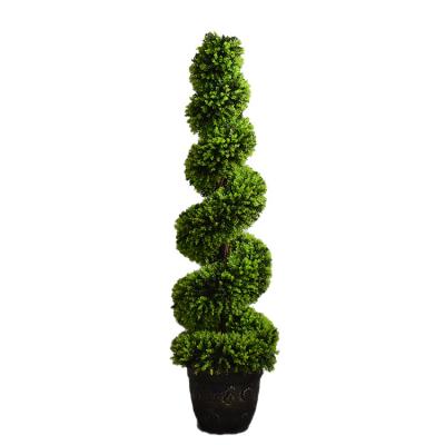 China Hot Sale 3' Garden Artificial Green Plant Grass Spiral Artificial Green Topiary Spiral Plant Topiary for sale